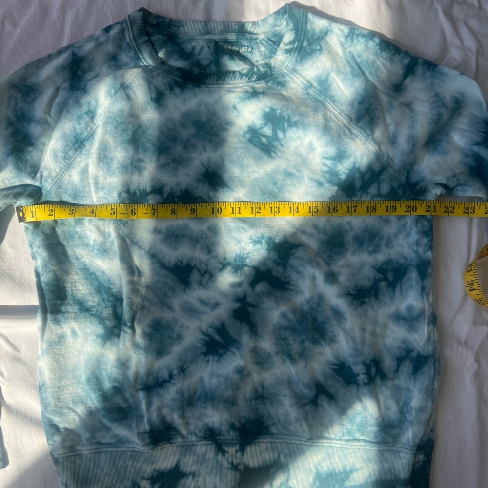 Athleta Sundown Teal Blue Tie Dye Crewneck Sweatshirt Medium Tall - Picture 7 of 8